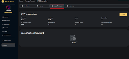 KYC Information section